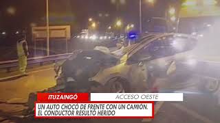 UN AUTO CHOCÓ DE FRENTE CON UN CAMIÓN. EL CONDUCTOR RESULTÓ HERIDO