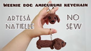 Weenie Dog Amigurumi Keychain