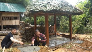 Building Wooden Hut - Technique make a roof, pouring concrete yard floor - Building House, Farm Life