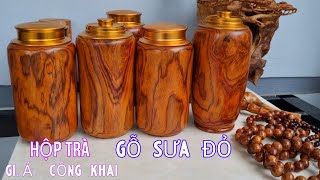 Hộp Trà Gỗ Sưa Đỏ Nắp Đồng - Hộp Đựng Chè Bằng Gỗ Sưa Bắc Được Chọn Lọc Từ Những Cây Sưa 20 Năm Tuổi