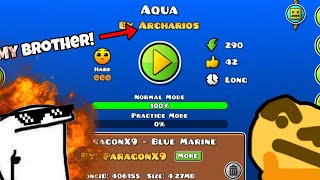 "Aqua" Layout by Archarios (MY BROTHER?!) ALL COINS | Geometry Dash