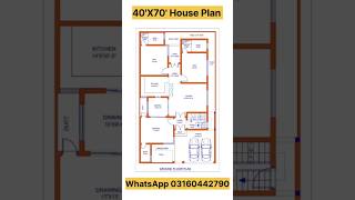 40' X 70' House Plan | 40X70 Home Plan | 40 by 60 Map | 2800 sqft map with 2bhk Parking #shorts