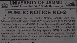 Admission Update UNIVERSITY of Jammu & All Affiliated Colleges II BSc/BA/B.Com Honors II Pdf 👇