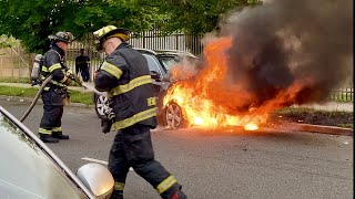 [FIRST DUE ARRIVAL] Newark Fire Department responding to Car Fire