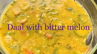 Yellow Split Peas With Bitter Melon Recipe/Karela With Peeli Matar Daal/তিতোর ডাল/Satvik Food Recipe