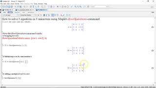 Gauss Elimination using Maples RowOperation command