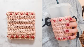 Crochet Tiny Heart Cup Cozy (Valentine's Day Crochet Pattern)