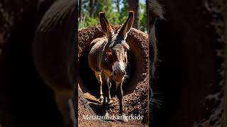 “A man tries to bury his trapped donkey—but it rises above. Watch this tale of resilience! #Giveup