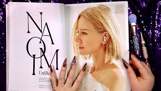 ASMR Magazine Flip Through & Cover Tapping ✨ Celebrities Face Tracing ✨ Paper Sounds, Whispering