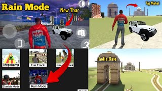 Thar Roxx + Rain Mode + India Gate & Taj Mahal Update 🤑 || rain mod indian bike driving 3d ||