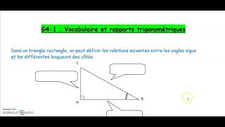 3G4 -1 :  Vocabulaire et rapports trigonométriques