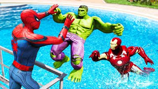 GTA 5 Spider-Man, Hulk & Iron Man Epic Jumps - Water Ragdolls Fails #15