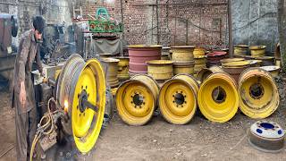 How Biggest Equipment Machines Wheel Rim Recycling || The Manufacturing  Harvester Machine Wheel Rim