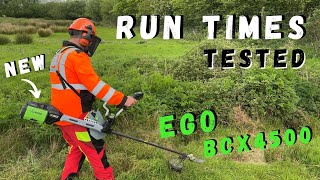 How long can the NEW EGO BCX4500 Brushcutter last on 1 Battery Charge?