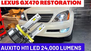 How to Install Auxito H11 LED Headlight Bulbs on GX470 | Output Comparison