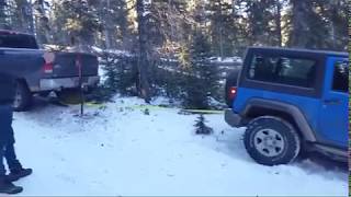 Jeep Wrangler rescues Ram 1500 From vicious boulder