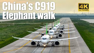 China's C919 airplanes Elephant walk