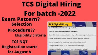 TCS Digital Hiring -2022 batch || Selection Procedure || Package