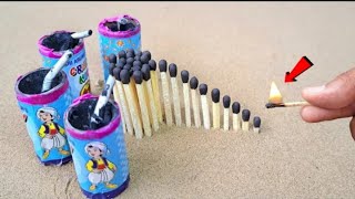 Matchestick chain Reaction domino vs diwali crackers amazing Experiment 😱