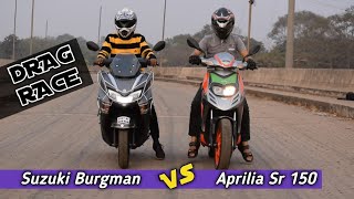 Drag Race Burgman Street 125 vs Aprilia SR 150 Race | Z Techknow | Hindi