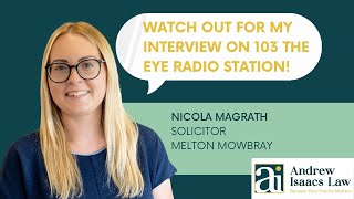 Nicola Magrath, Family Law Solicitor has an interview with 103 The Eye!