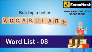 Vocabulary - 08 | Word List | Entrance Exams | Improve Verbal | CAT | IPMAT