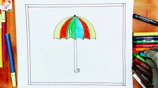 How to draw an Umbrella Drawing easy || Umbrella Drawing with Rain 🌧️ step by step || Simple Drawing