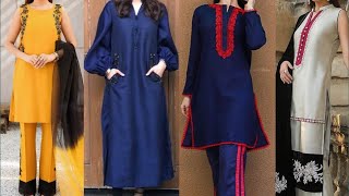 Top trending plain one colour  dresses for summer 2023/winter dress designing for plain fabric