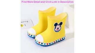 Review Disney Mickey Children's Rain Boots Anti-skid Water Shoes Outdoor Cute Cartoon Baby School B