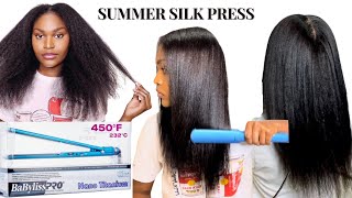 Curly to Straight Natural Hair Silk Press DIY | Babyliss Pro Nano Titanium Review