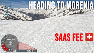 [4K] Skiing Saas Fee, Heading to Morenia via Gletscherpromenade, Wallis Switzerland, GoPro HERO11