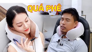 Cảm giác thật phê với Gối Massage Cổ Chạy Bằng Pin sử dụng mọi lúc mọi nơi