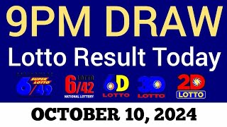 Lotto Result Today 9pm Draw October 10, 2024 Swertres Ez2 PCSO Live Result