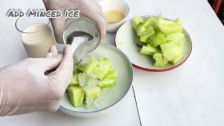 Melon mixes with condensed milk/ Fresh milk/ Ice is very freshing for Hot season