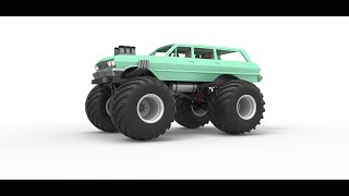 3D printable Vintage Monster Truck Scale 1:25 3D model view