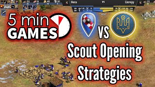 5 min AoE2 | Hera (Sicilians) vs Liereyy (Slavs) with different SCRUSH tactics