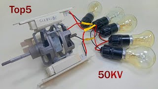 Top 5 free energy generator 220V energy 50KV powerful electricity light bulb transformer at Home