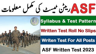 ASF Written Test 2023 ASF Written Test Roll Number Slips Syllabus & Test Pattern ASF Preparations