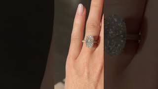 Oval Cut Hidden Halo Style Moissanite Engagement Ring #engagmentring #ringgoals #ytshort #yt #halo