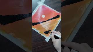 Easy landscape painting/ Acrylic painting tutorial #shorts