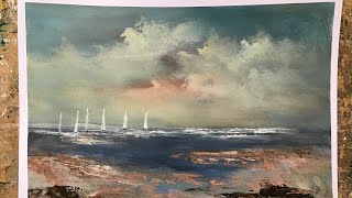 ART PAINTING A SEASCAPE LEARN TO PAINT #seascapearttuition #paintinglesson #paintseascape #paintsky