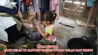 ANAK KELAS TK BANTUIN IBUNYA CUCI GELAS DAN PIRING #cucian #gelas #piring #subscribe