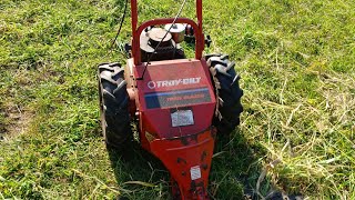 Troy bilt sickle bar mower, Mowing corn