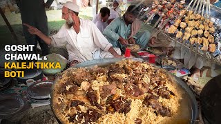 Gosht Chawal & Kaleji Tikka Boti (Swabi Mela Mandi Street Food) | Pakistan Street Food