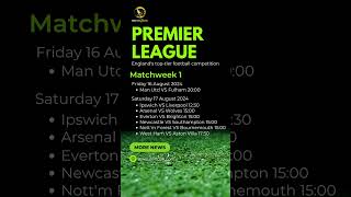 English Premier League Football Fixtures Matchweek 1 16/17 August 2024