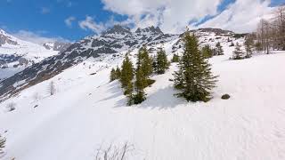 Schweiz Sustenpass FPV Drohne Flugaufnahme Schnee&Berge