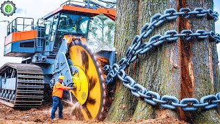 Extreme Dangerous Fastest Big Chainsaw Cutting Tree Machines | Monster Stump Removal Excavator ▶50