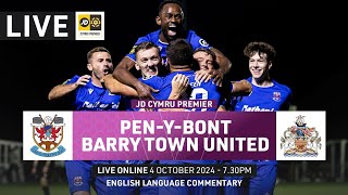 FULL MATCH: Pen-y-bont v Barry Town United | JD Cymru Premier | English commentary