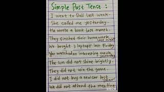 Contoh Kalimat Simple Past Tense dalam #bahasainggris #shorts #part1