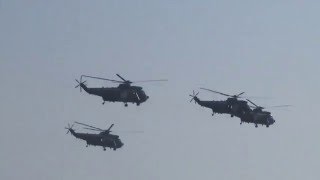 Royal Navy Junglie Seakings flying over Paignton Beach 21/03/2016